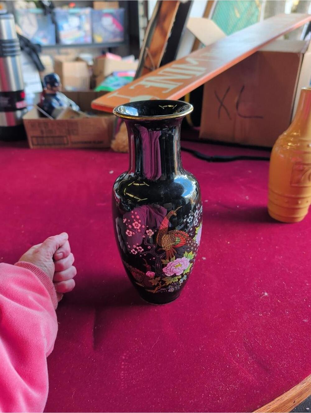 Vintage Japanese Cloisonné Vase with Floral and Bird Design